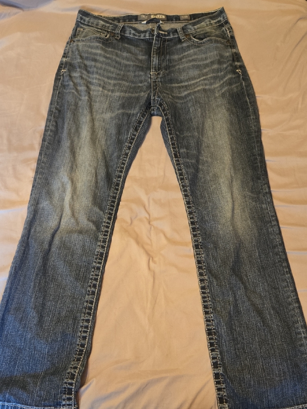 BKE Men's Faded Blue Straight Jeans
